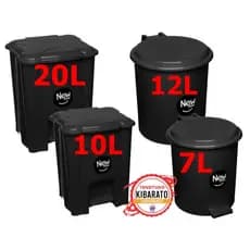 Lixeira ECO Top Plástico com Pedal Preto New Plastic Super Kibarato