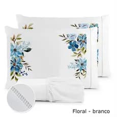 Kit 2 fronhas 400 fios Detalhe Ponto Palito 400 fios Estampas Florais Pronta Entrega