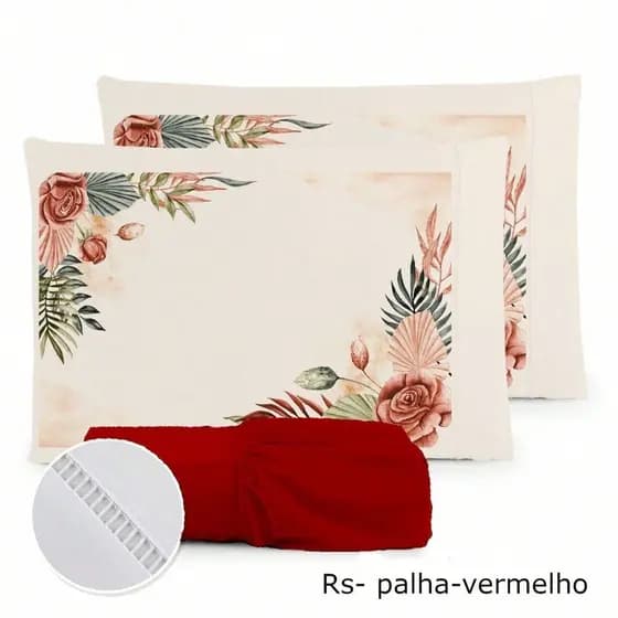 Kit Jogo de Lençol Fronha Estampada Micropercal 400 Fios Ponto Palito