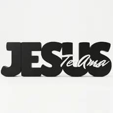 Letreiro Decorativo Jesus Te Ama em 3D para Mesa Aparador e Prateleira Decoração Cristã Moderna para Sala e Quarto