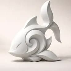 Escultura Decorativa Abstrata em Formato de Peixe Design Moderno Minimalista Impressão 3D