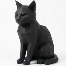 Gato Geométrico Decorativo Low Poly Escultura Moderna Minimalista para Sala Quarto e Escritório