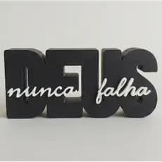 Letreiro Decorativo Deus Nunca Falha Moderno para Sala Quarto Escritório Decoração de Casa Presente Especial