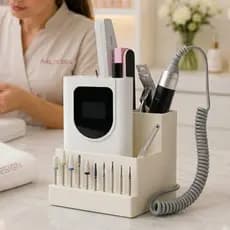 Organizador de Brocas e Motor de Lixa Profissional Para Salão Bancada – Suporte Porta Lixa Elétrica Nail Designer