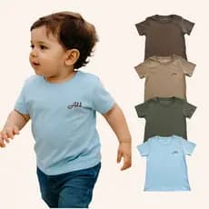 Camiseta 100%algodão MC Bebê Menino Premium Primeiros Passos Tamanho 1, 2 e 3