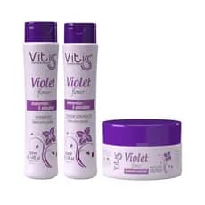 Kit Violet Vitiss Shampoo cond mascara cabelo loiro grisalho reduz efeito amarelado +hidratação