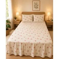 Colcha com Babado com  Elástico Conjugado 400 Fios Toque de Algodão | Cama Box Casal ou Queen