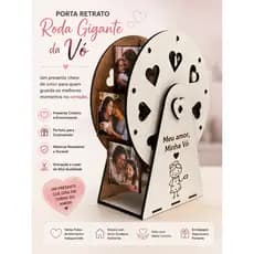Porta Retrato Roda Gigante para Vó – Presente Criativo Dia dos Avós | Porta Fotos Decorativo em MDF Personalizado