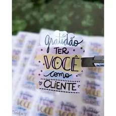 Kit 50 Adesivos Vinil Gratidão Ao Cliente Impermeável Lacre Para Embalagem E Mimos