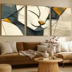 Kit Quadro Decorativo - Arte Abstrata Gato e Animais em MDF
