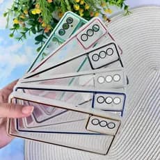 Capa Transparente Com Borda Colorida Metalizada Para Samsung M52 5G / Proteção de Câmera / CF47