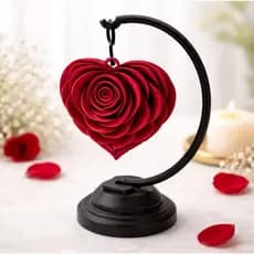 Coração Floral Decorativo dia das mães  Suporte Rosa Vermelha Enfeite Romântico  minimalista