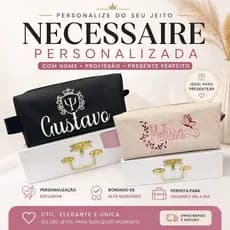 Necessaire Personalizada com Nome Bordado.Masculina Feminina/Profissão/Viagem presente luxo.