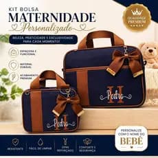 Kit 2 BOLSA maternidade personalizada + LAÇO+CHAVEIRO COM INICIAIS.