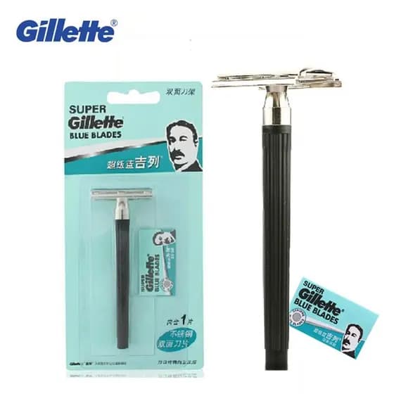 Gillette Razor Super Blue Straight Aço Inoxidável Navalha Segura Para Homens 1 Pacote