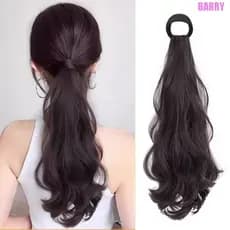 Rabo De Cavalo De Peruca Sintética BARRY , Extensão De Cabelo Levemente Longo Ondulado E Encaracolado , Faixa Elástica