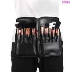 BARRY Cosmetic Fanny Pack , Couro PU 24 Bolsos Pincéis De Maquiagem Bolsa De Cintura , Com Cinto Organizador De Escova D