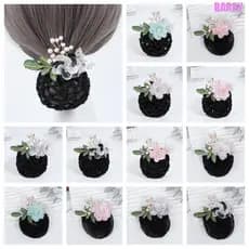 BARRY Pérolas Crochê Bun Net , Rabo De Cavalo Clipe Snood Flor Primavera , Estilo Coreano Renda Cabelo