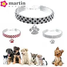 MARTIN Coleiras Para Cães Com Cristal Brilhante E Strass , Joias Elásticas Pequenos , Pingente De Diamante Embutido Anim