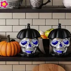 MARTIN 12 Unidades De Luz De Abóbora De Halloween , Caveira Brilhante De Plástico Noturna Portátil Com Ornamento