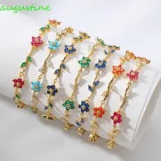 Joias De Pulso Com Folhas Empilháveis AUGUSTINE , Pulseira Elegante De Strass Flor Brilhante , Requintada