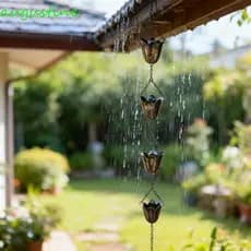 Corrente De Chuva De Tulipa De Metal AUGUSTINE , Suspensa De 7 Xícaras Para Calhas , Estilo Japonês