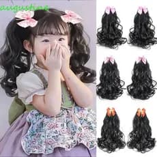 AUGUSTINE 2 Peças De Rabo De Cavalo Com Nó De Arcos , Extensões De Cabelo Para Crianças , Peruca Encaracolado , Natural