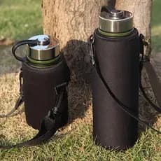 [Entrega 24 Horas] Bolsa Isolada Para Garrafas De Água De 550/1000ml/1500ml Com Alça De Viagem/Preta