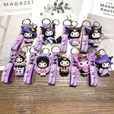 Bonito Kuromi Hello Kitty Chaveiro Pingente Boneca Fofa Kulomie Desenho Animado Carro Bolsa Acessórios Pendurados
