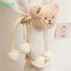 LLOYD 2 Peças De Cortina De Urso De Desenho Animado , Fivelas Janela Fofas , Amarração Decorativa 3D