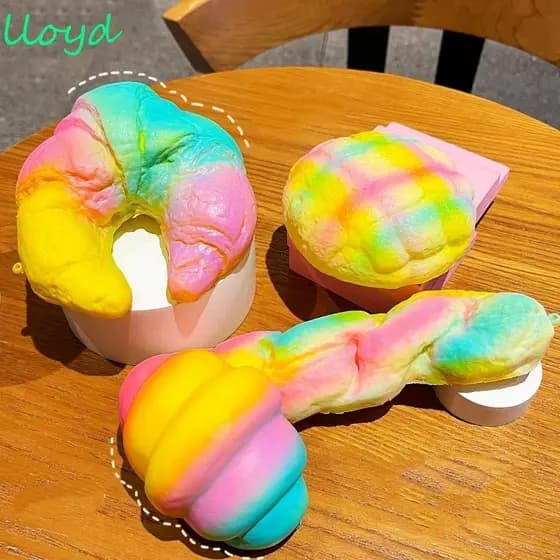 Brinquedo Mole De Croissant Arco-Íris LLOYD , Bola De Inquietação Sensorial De Ascensão Lenta Pegajosa , De Recuperação
