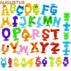 Brinquedos De Sucção AUGUSTUS , Ventosa De Letras De Números Multicoloridos , Blocos De Construção De Arremesso