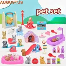 AUGUSTUS Conjunto De Boneca De Cachorro , Casa De Brincar Em Miniatura , Cena Brinquedos De Família Gaiola De Animal De
