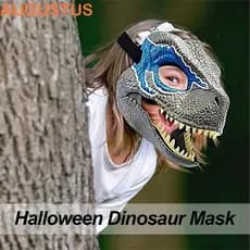 Máscara De Dinossauro De Halloween AUGUSTUS , Arnês Mandíbula Móvel De Plástico Rígido , Engraçada Raptor Dino