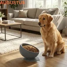 Tigela De Silicone Para Animais De Estimação AUGUSTUS , Ventosas , Proteção Pescoço , Alimentação Lenta Anti-Tombamento