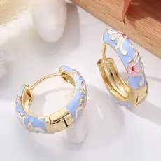 Joias De Orelha Esmaltadas Com Flores LYNDON , Brincos Clássicos Chineses De Estilo Chinês , Étnico Tradicional Vintage