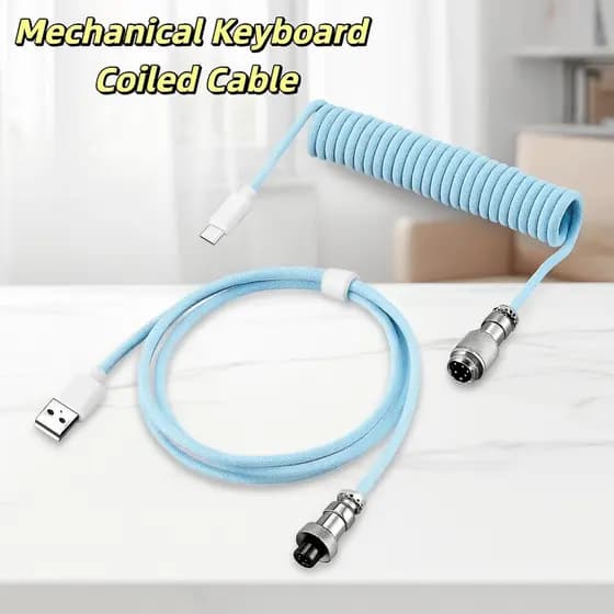 Cabo Enrolado Para Teclado Mecânico LYNDON , Porta USB Com Design E Tipo C