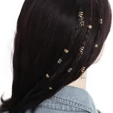 LYNDON 36 Peças De Punhos De Metal Para Trança De Cabelo , Tubos De Decoração De Estrela , Anel Charme
