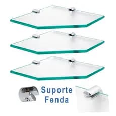 1 Cantoneira Prateleira Porta-Shampoo Vidro p/ Banheiro Anti-Impacto