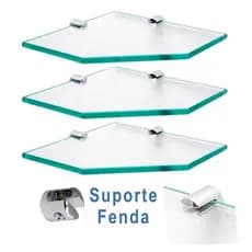 Kit 3 Cantoneira De Vidro Prateleira Porta-Shampoo Para Banheiro Cozinha Escritório Decoração Da Casa