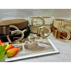 Kit com 2 Cintos com Fivela Dourada Modelo PLUS SIZE comprimento 125-130CM