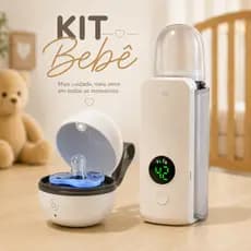 Kit Bebê Aquecedor de Mamadeira + Esterilizador UV de Chupeta Portátil para Bebê
