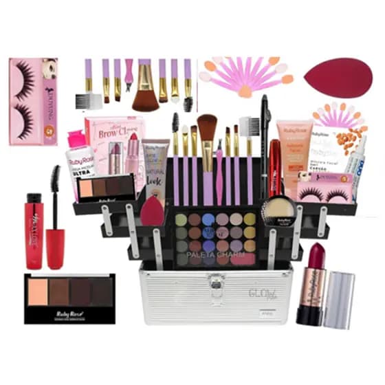 Kit Maquiagem Básico Classico Completo Com Pinceis Para o Dia a Dia