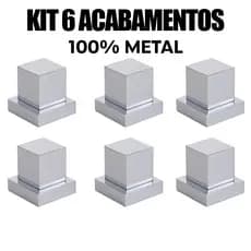 Kit 6 Acabamentos Registro Quadrado Cromado 100% Metal Padrão Deca 1/2 e 3/4
