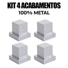 Kit 4 Acabamentos Registro Quadrado Cromado 100% Metal Padrão Deca 1/2 e 3/4