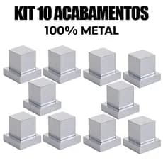 Kit 10 Acabamentos Registro Quadrado Cromado 100% Metal Padrão Deca 1/2 e 3/4
