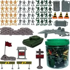 Soldadinhos Bonecos Soldados Militar + Balde +Tanque Guerra
