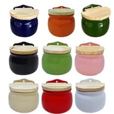 Saleiro de Cerâmica com Tampa de Madeira: O toque de charme para a sua cozinha"Várias Cores Disponíveis"
