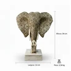 Busto de Elefante  em  Detalhes Artesanais