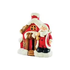 Casa Do Papai Noel C/ LED 15,5x16cm Em Cerâmica Fartex